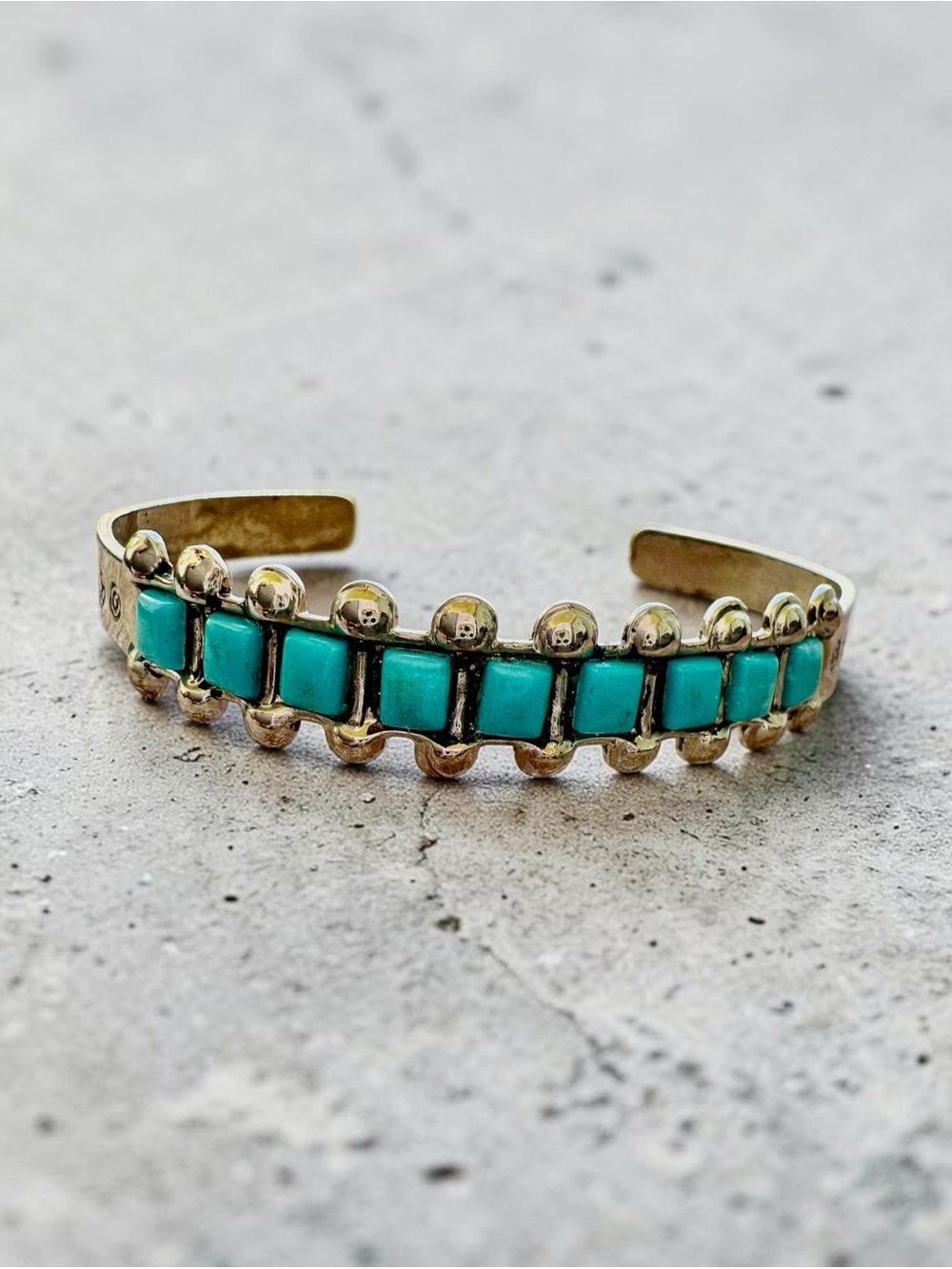 Vintage Southwestern Style Turquoise Sterling silver plated  Cuff Bracelet 7”